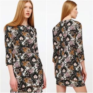 A.L.C. Tordi Abstract Floral 100% Silk Crepe Mini Dress Size 8 Paisley Pleated